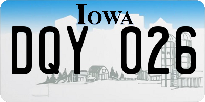 IA license plate DQY026
