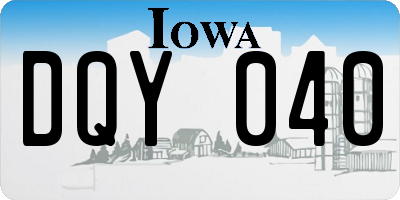 IA license plate DQY040