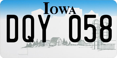 IA license plate DQY058