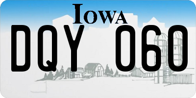 IA license plate DQY060