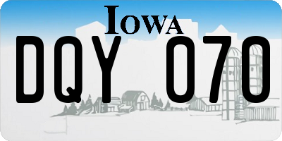 IA license plate DQY070
