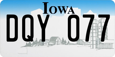 IA license plate DQY077