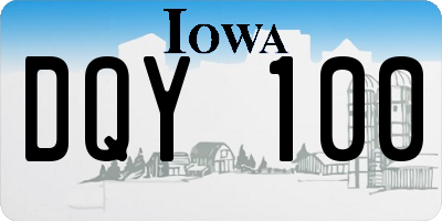 IA license plate DQY100