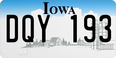 IA license plate DQY193