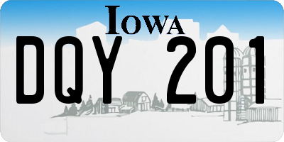 IA license plate DQY201