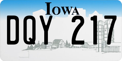 IA license plate DQY217