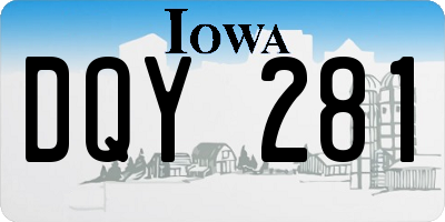 IA license plate DQY281