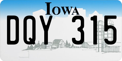 IA license plate DQY315