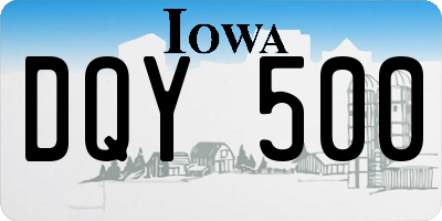 IA license plate DQY500