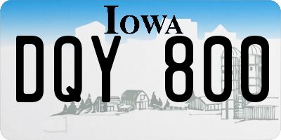 IA license plate DQY800