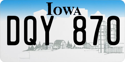 IA license plate DQY870