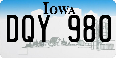 IA license plate DQY980