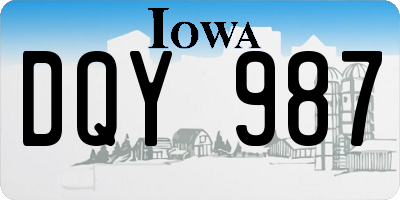 IA license plate DQY987