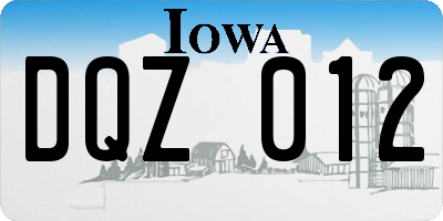 IA license plate DQZ012