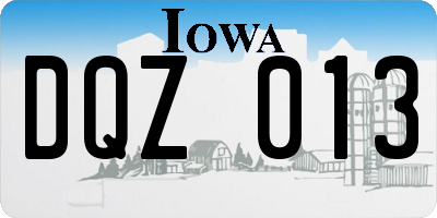 IA license plate DQZ013