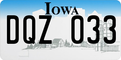 IA license plate DQZ033