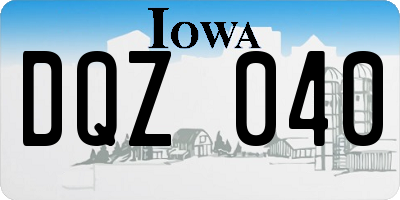 IA license plate DQZ040