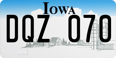 IA license plate DQZ070