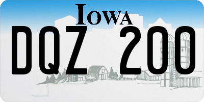 IA license plate DQZ200