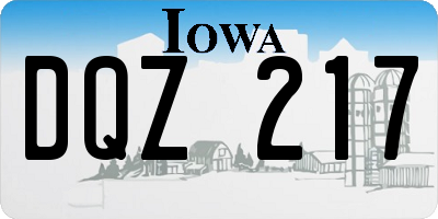 IA license plate DQZ217