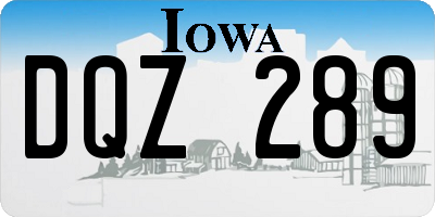 IA license plate DQZ289