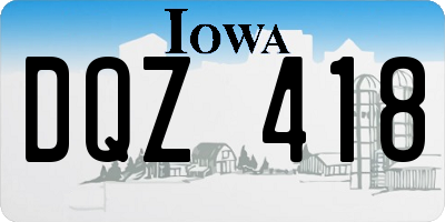IA license plate DQZ418