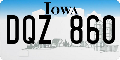 IA license plate DQZ860