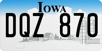 IA license plate DQZ870
