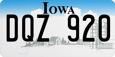 IA license plate DQZ920