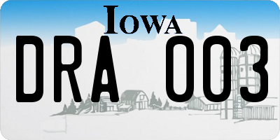 IA license plate DRA003