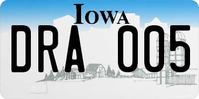 IA license plate DRA005