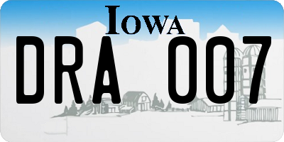 IA license plate DRA007