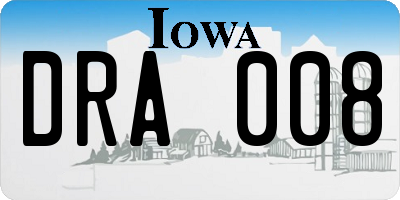 IA license plate DRA008