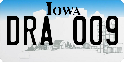 IA license plate DRA009