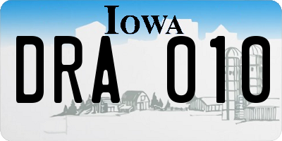IA license plate DRA010