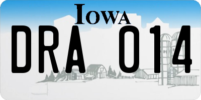 IA license plate DRA014