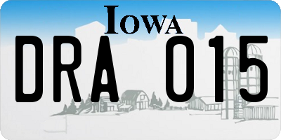 IA license plate DRA015