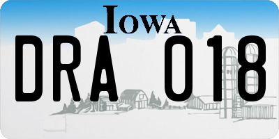 IA license plate DRA018