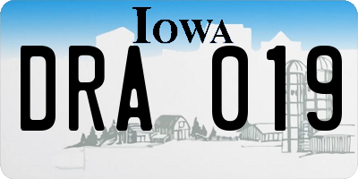 IA license plate DRA019