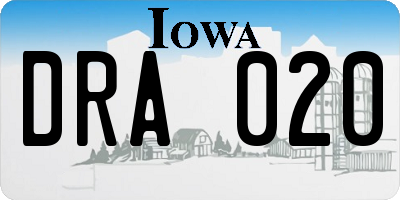IA license plate DRA020