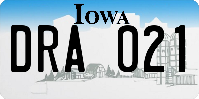 IA license plate DRA021
