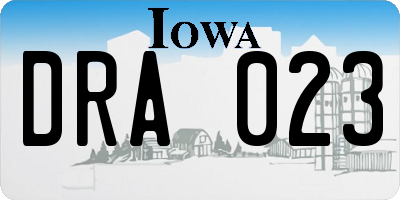 IA license plate DRA023