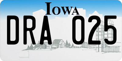 IA license plate DRA025