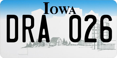 IA license plate DRA026