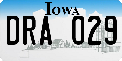 IA license plate DRA029