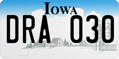IA license plate DRA030