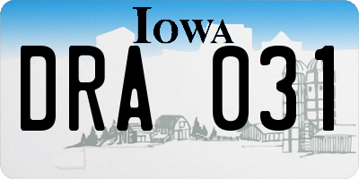 IA license plate DRA031