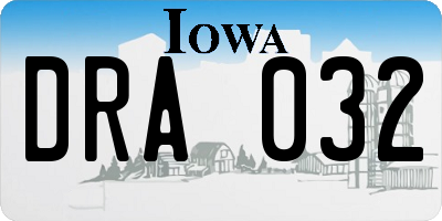 IA license plate DRA032