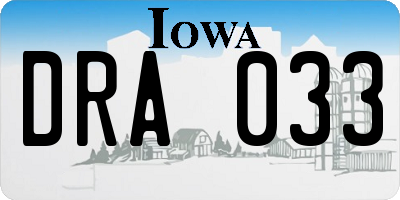 IA license plate DRA033