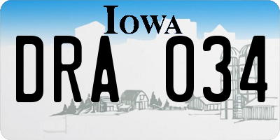 IA license plate DRA034